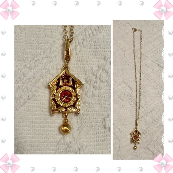 Jewelry - Necklace - gold tone cuckoo clock pendant necklace - gently used - 20”